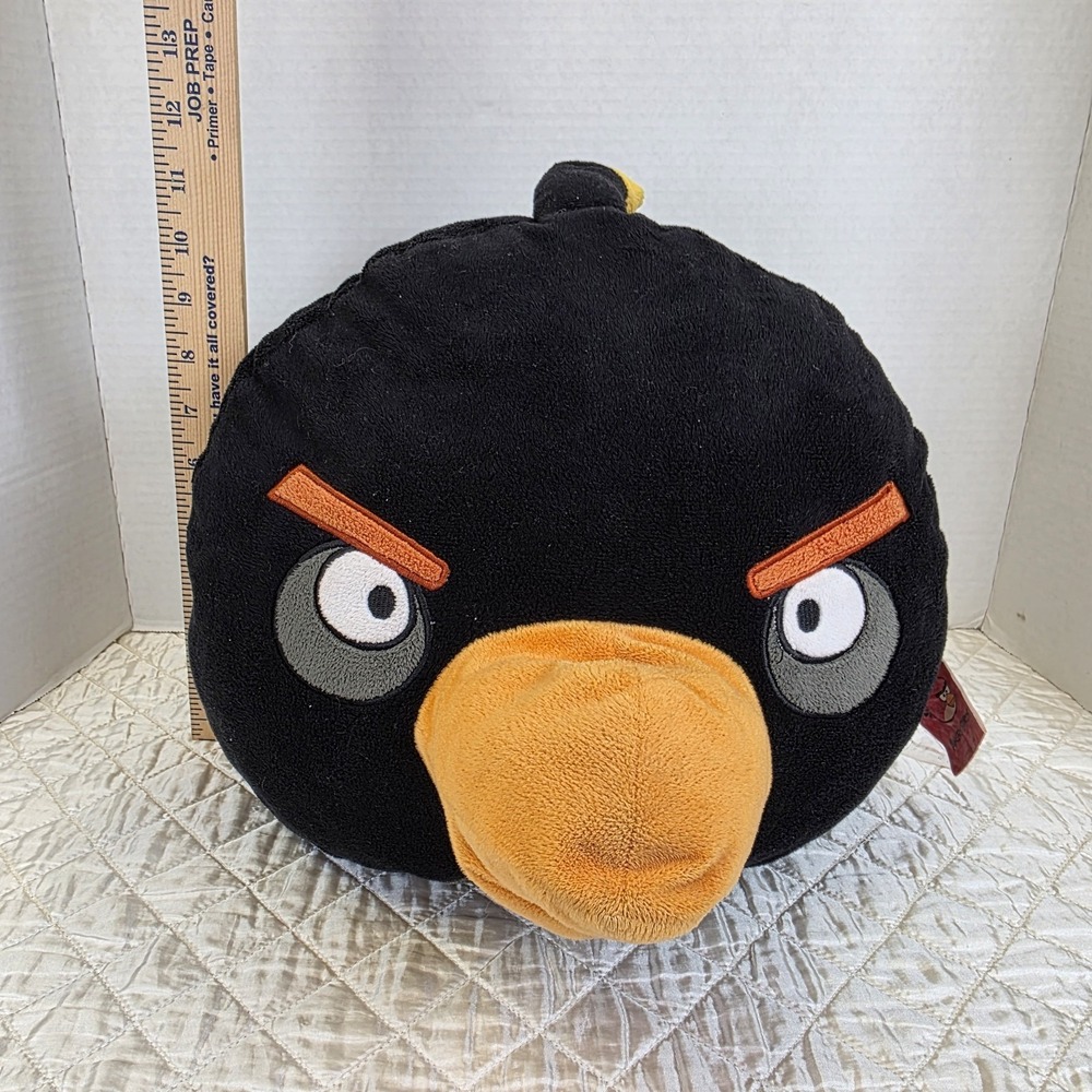 Angry Birds Plush 13" x 15" Black Bomb Stuffed Animal Pillow Jay Franco
